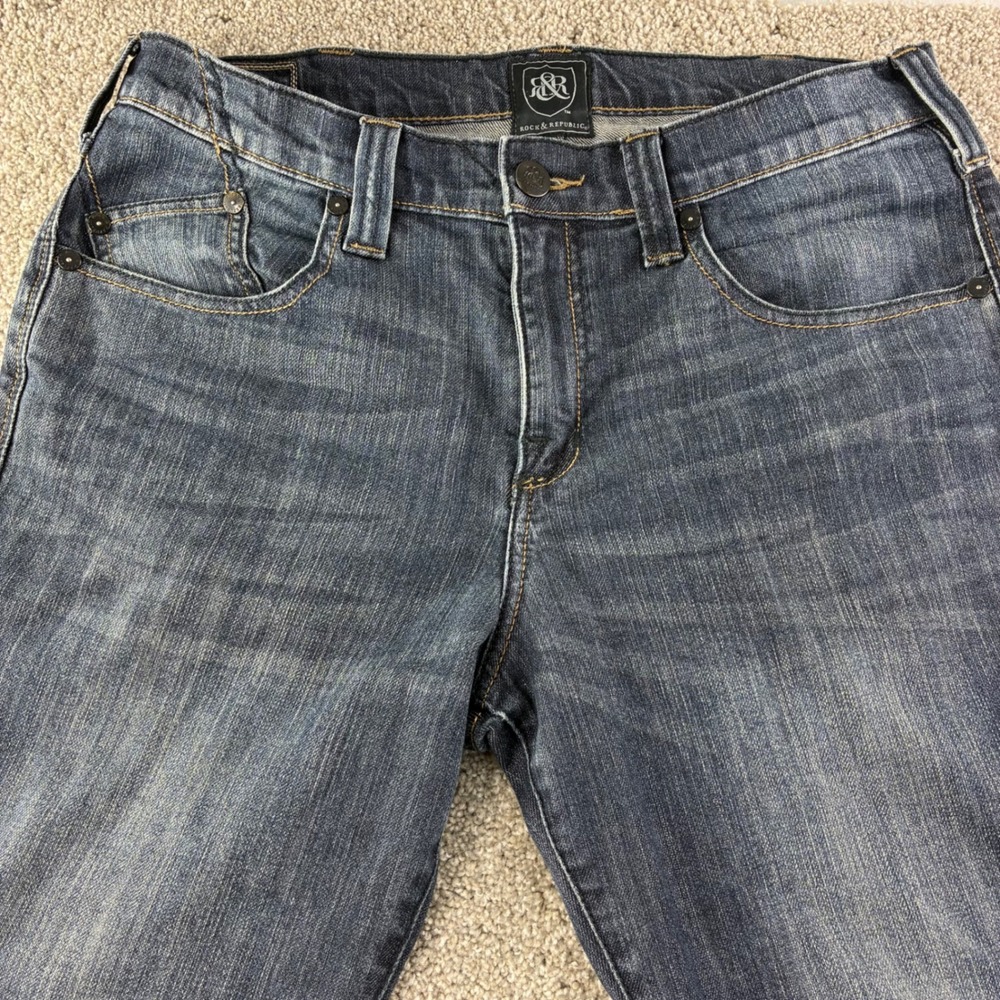 Rock Republic Mens Stinger Jeans Bootcut‎ Dark Wash Denim 36x34 Grunge Casual